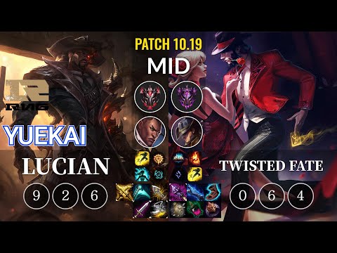 RNG yuekai Lucian vs Twisted Fate Mid - KR Patch 10.19