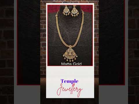 Temple Jewelry Matte Gold Polish Beautiful Fancy Style Temple Pendant Set