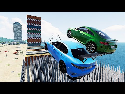 Cars Vs Mega High Container  Jump Test #3 - Speed Car Crash - BeamNG Drive