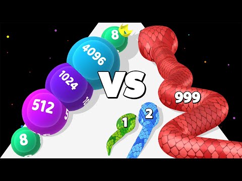 2048 SNAKE 3D /vs SNAKE RUN RACE - Colorful ASMR Gameplay! Math Game Funny Games