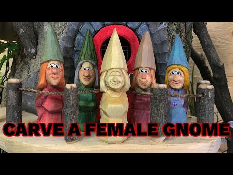 Carve a Simple 6" Female Gnome -Knife Only -Full Tutorial
