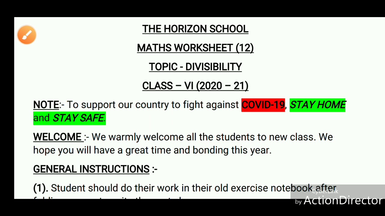 Class - 6th, divisibility rules,worksheet - 12