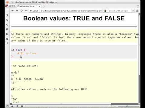 Beginner Perl Maven tutorial: 2.12 - True and False in Perl