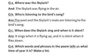 The Skylark ( question\answers)