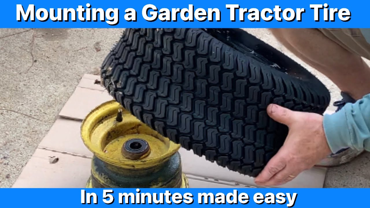 How to mount a lawn tractor tire on a rim by hand. Garden tractor / golf cart tire