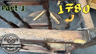Restoring 300 YEARS OLD Rotten Oak table with a missing leaf