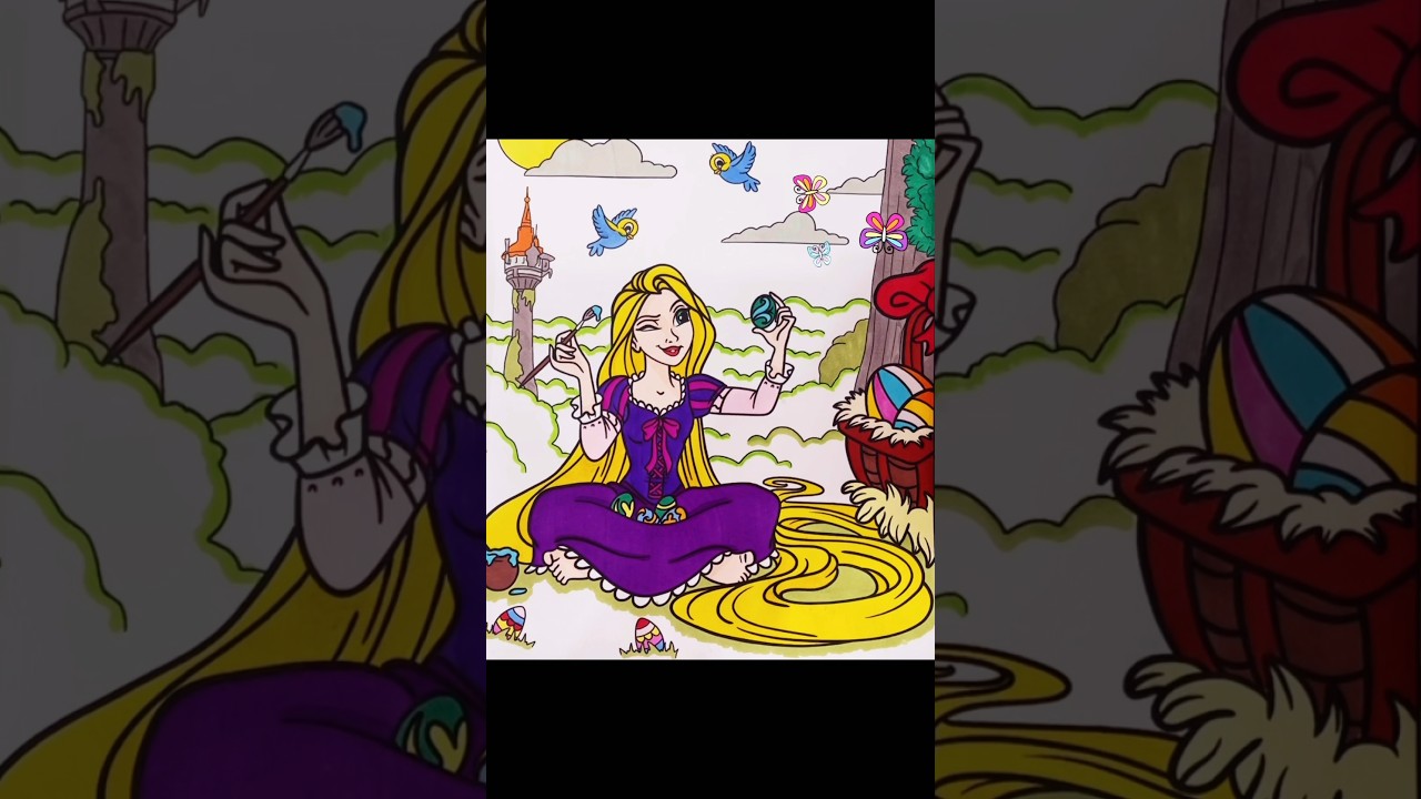 Rapunzel painting Easter egg Coloring book with Makers #coloringpages #coloringbook #disney