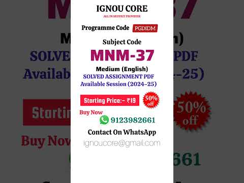 MNM 37 Solved Assignment PDF 2024-25 in English, PGDIDM program MNM-37 Solved assignments