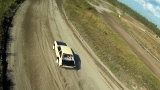 preview picture of video 'FPV roll practices and car chasing at a rallycross track'