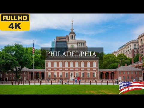 Philadelphia. Independence Hall. Liberty bell. 4K walking tour