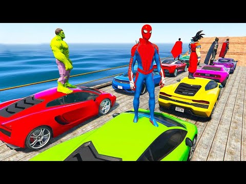 mega ramp car stunts 3d -  crazy car mod  apk || spider-man racing cars video