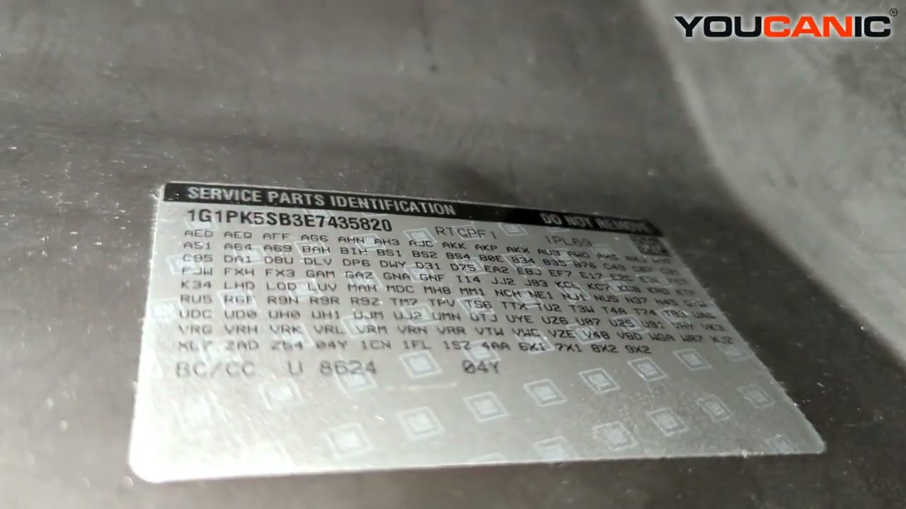 2008-2016 Chevrolet Cruze - Paint Code Location Replacement