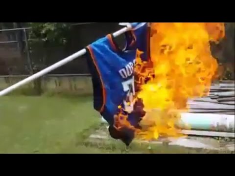Crazy Fans Burning #35 Kevin Durant Jerseys Video Compilation. HoopJab