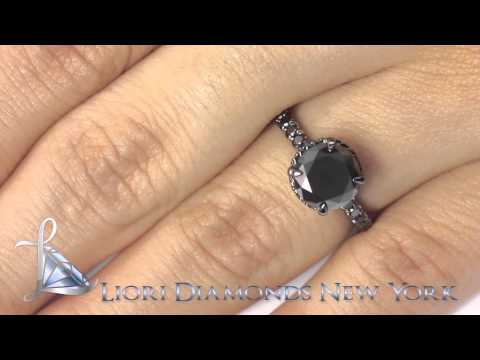 BDR-146 - 2.35 Carat Carrie's Sex & The City Black Diamond Engagement Ring 18k Black Gold