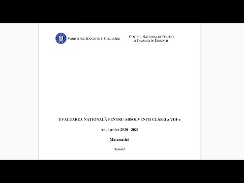 Evaluare Nationala 2021 - Testul 2 - Teste antrenament - Clasa a 8-a