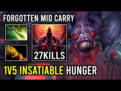 Forgotten Mid Is Back 1v5 Insatiable Hunger Run At Them Broodmother Dota 2