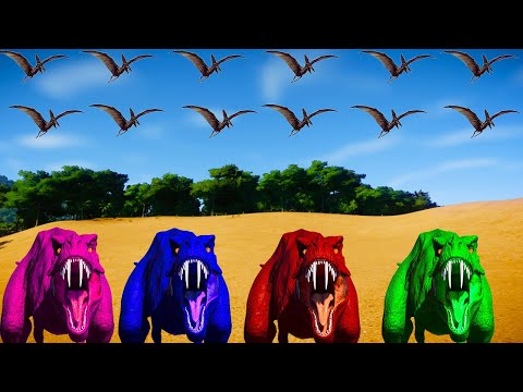 Team Rexy Color Pack vs Indominus Rex, Spinosaurus, - Jurassic World Evolution Dinosaurs Fighting