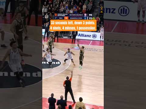 33 seconds left, down 3 points. 4 shots, 4 misses, 1 possession.