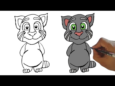 How to draw Talking Tom | Easy cartoon character...