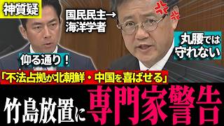 「竹島返せ！これぞ国防だ！」海洋学者の本気！竹島の韓国実効支配こそ北朝鮮と中国を日本海に呼び込む元凶とド正論連発！【国民民主党/ 山田よしひこ / 榛葉賀津也 / 国会切り抜き / フル字幕】