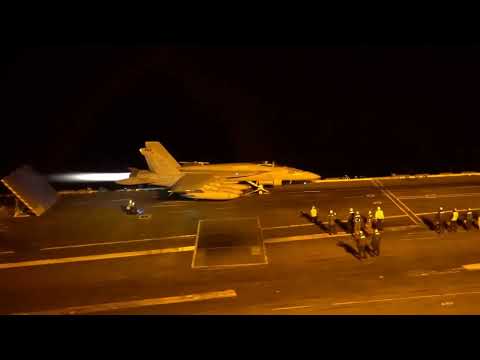 FA-18 Afterburner Catapult Night Launch on the USS Nimitz