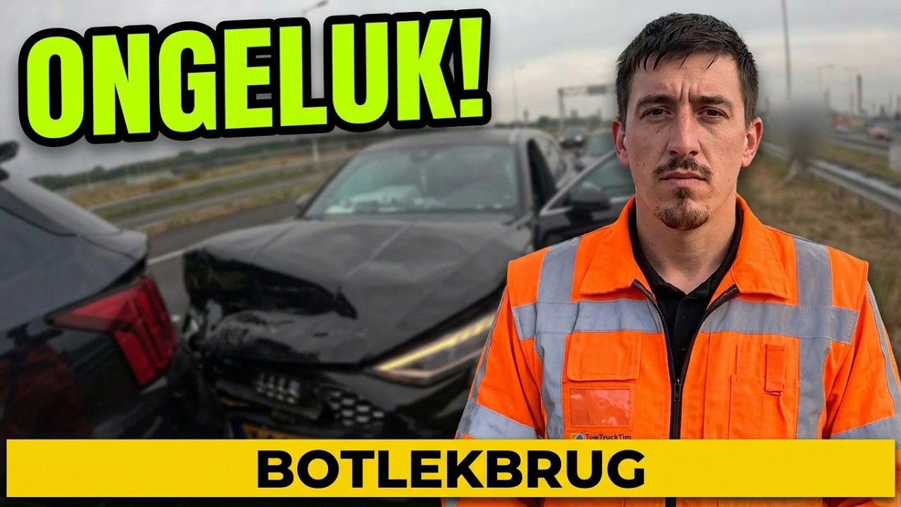 Ongeval Botlek brug en fan met lekke band