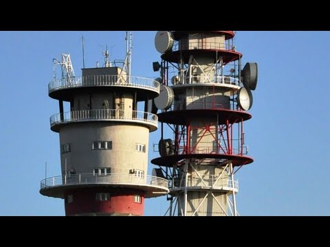 Interior views of an old television tower
