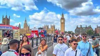 London Summer Walking Tour 2025 | Bankside Beach, along South Bank to Leicester Square | 4K HDR