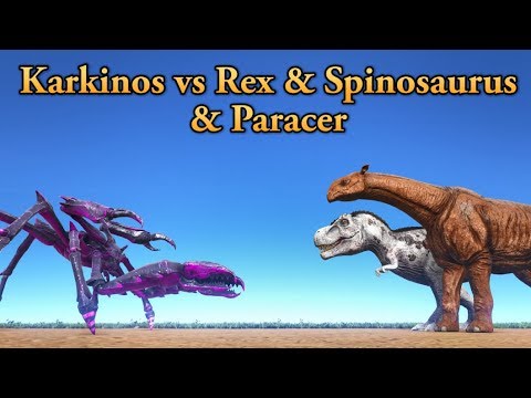 Karkinos vs Rex & Spinosaurus & Paracer || Cantex