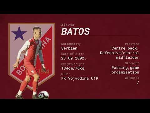Aleksa Batos - FK Vojvodina U19 - Defensive/Central Midfielder / Centre Back - HIGHLIGHTS