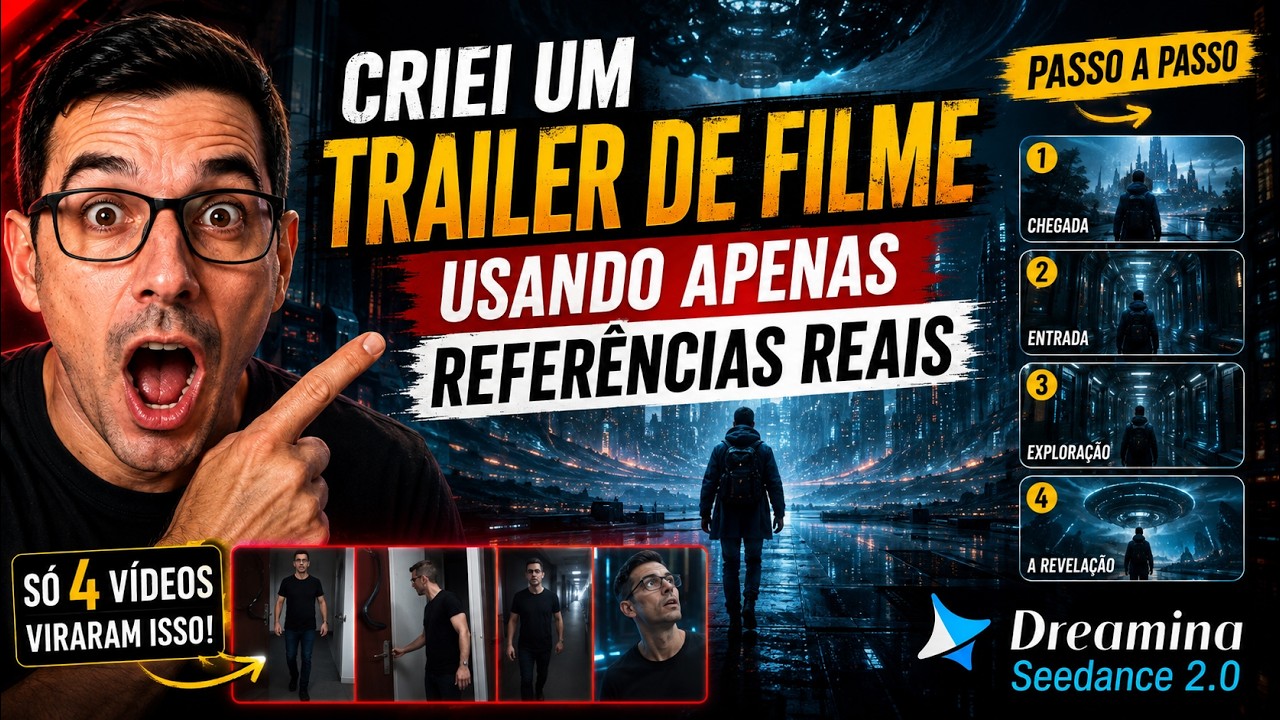 Criei um TRAILER de Filme com IA Usando Vídeos Reais | Dreamina Seedance 2.0