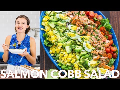 Healthy Cobb Seafood Salmon Salad with Easy Salad Dressing Video