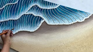Creating a Calm Blue Sea with Texture Paste | Stunning Textured Sea Art | Relax and Paint with Me