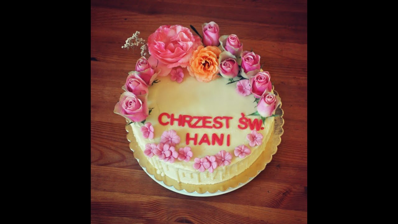 Prosty tort 🎂 na chrzciny, komunię z żywymi kwiatami!🌻