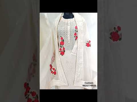 Embroidered 44-45 fancy cotton suit material