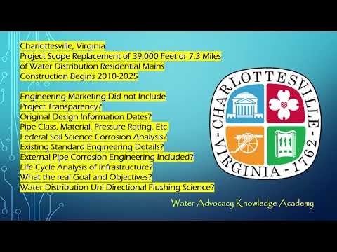 Charlottesville, Virginia - Water Distribution Infrastructure Requires Corrosion Control Science
