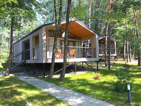 Domek całoroczny z tarasem i kominkiem nocleg wśród drzew #Roztocze w lesie #Szumy Czartowe Pole