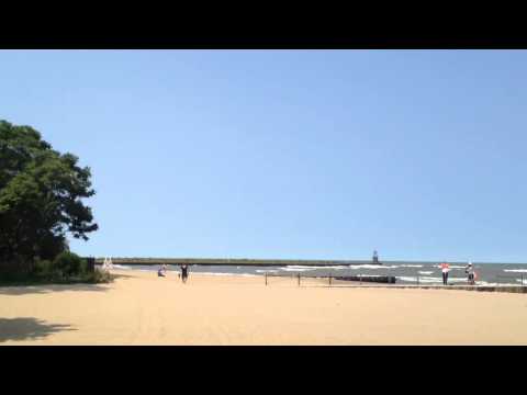 Wild stormy waves in Lake Michigan on Chicago beach July 20