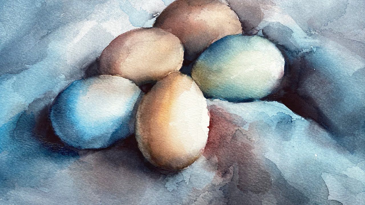 Watercolor painting of eggs