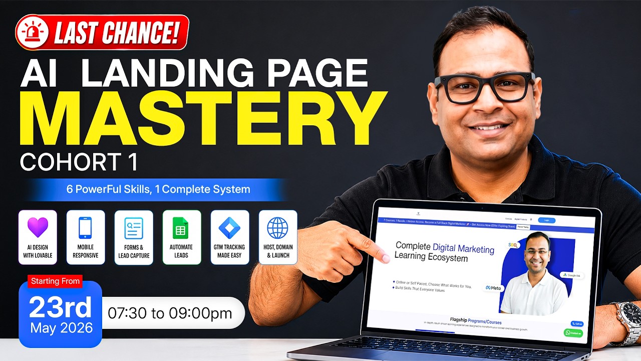 Last Day to Enrol in AI Landing Page Mastery Course starting 23rd May