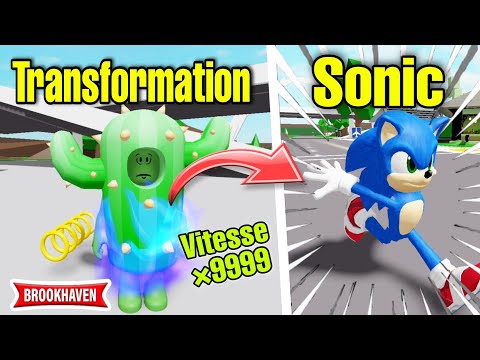 CACTUS TRANSFORMS INTO SONIC AT 99999 × SPEED! ROBLOX - BROOKHAVEN RP