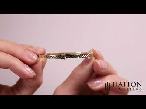 9ct Gold Diamond Cut Design Expandable Bangle - Babies