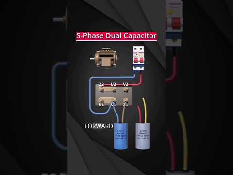 Wiring of forward and reverse rotation of single-phase dual-capacitor motor