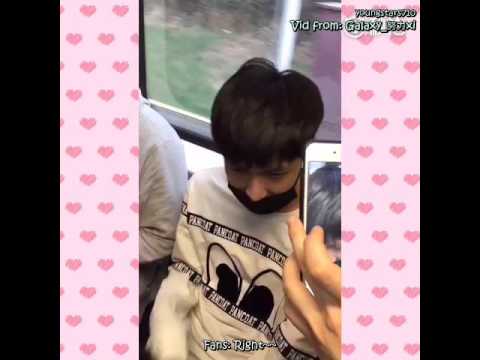 [ENGSUB] 160401 A fancam of Yixing interacting with fans in the train