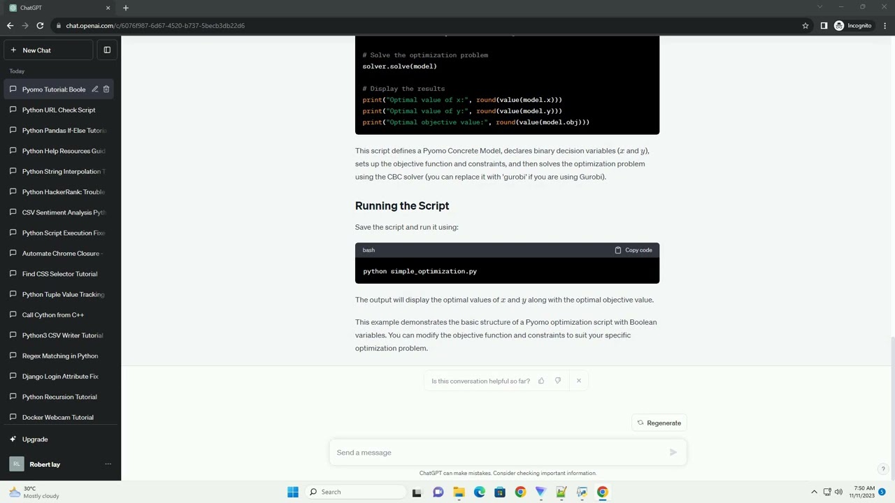Python Pyomo Simple optimization problem with variables in Boolean statement