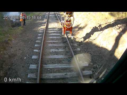 TENEX Rail- Tamping after sleeper insertion, Yarra Valley Railway