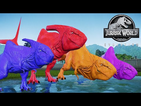 DINOSAUR HYBRID MEGALODON REX COLOUR PACK VS INDOMINUS REX VS SPINOSAURUS | JURASSIC WORLD EVOLUTION