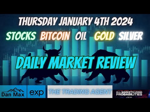 Daily Market Review for Thursday January 4th, 2024 for #Stocks #Oil #Bitcoin #Gold and #Silver