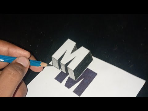 very simple !! How to draw 3D floating letter "M"