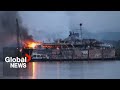 BC Ferry Fire Residents Asked To Stay Indoors To Avoid Exposure To Hazardous Emissions